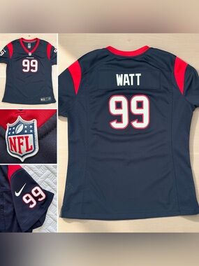 Nike On Field Houston Texans JJ Watt #99 NFL Game Jersey Navy Blue Women L
